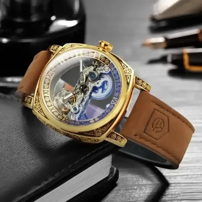 Forsining Square Transparent Skeleton Automatic Watch 
